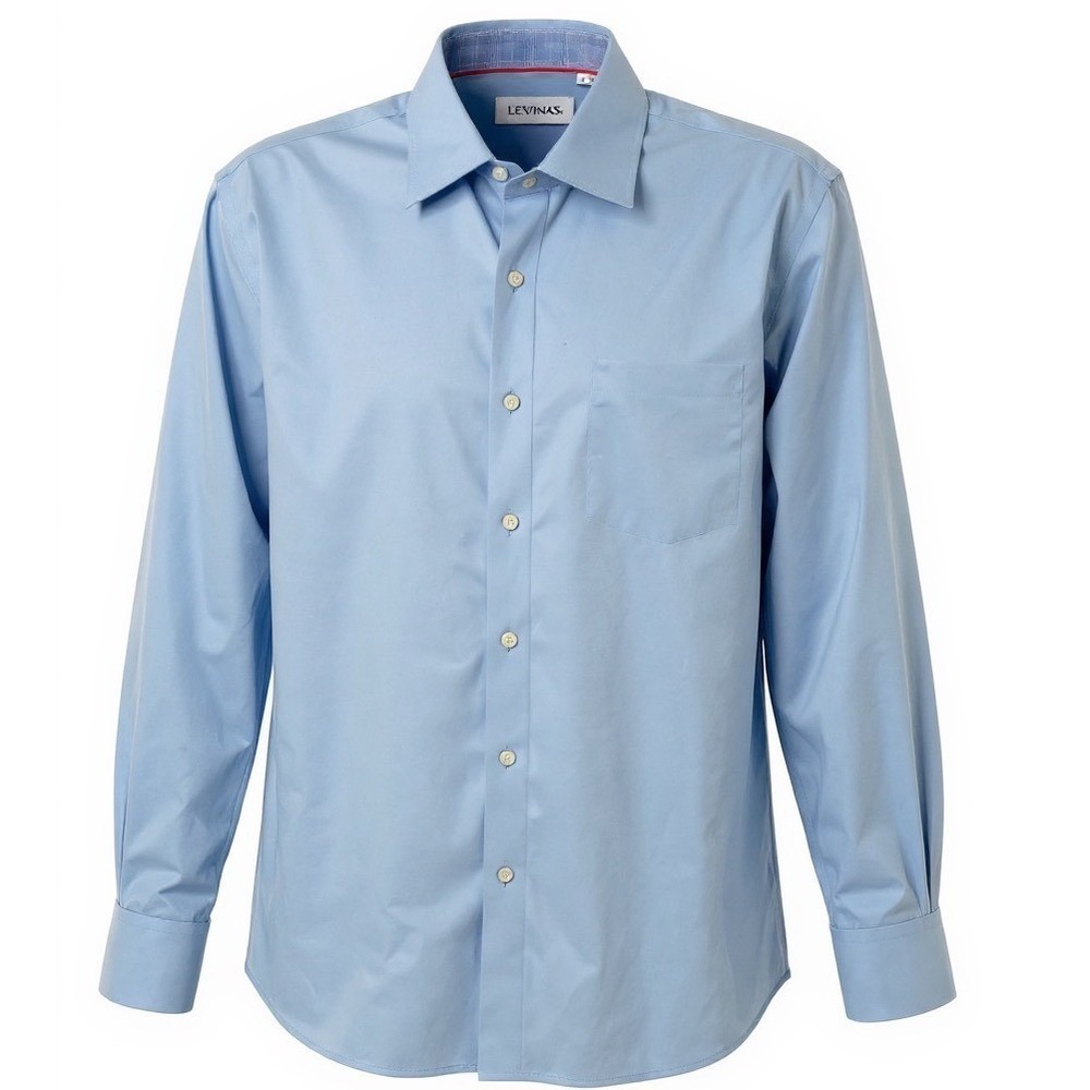 Levinas Men's LARGE Light Blue Contemporary Fit Long Sleeve Dress Shirt  -‎ CJ